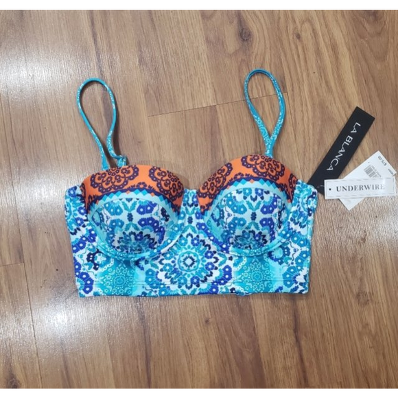 LaBlanca Underwire Padded Push-Up Turquoise Teal Bikini Top NWT